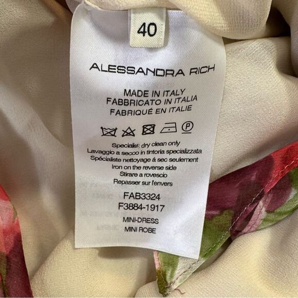 NEW Alessandra Rich Floral Silk Georgette Bustier Mini Dress Antique Rose Size 4 - Picture 12 of 14